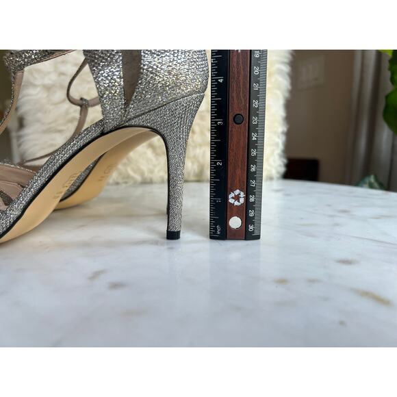 Nina New York Silver Sparkle Strappy Heels 9.5 - Picture 8 of 8